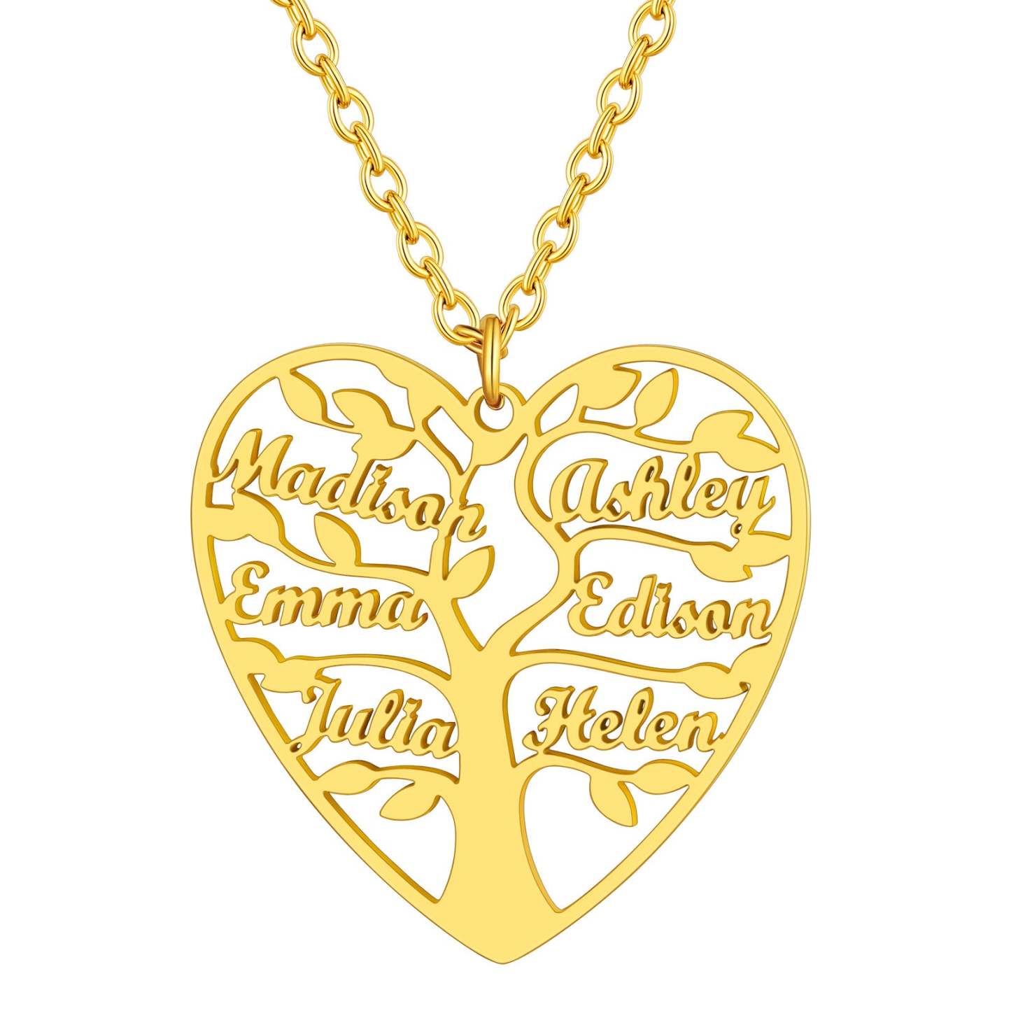 Personalized Heart Family Tree Necklace with Names For Mom