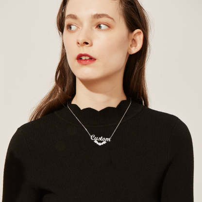 Customized Gothic Halloween Bat Name Necklaces For Women