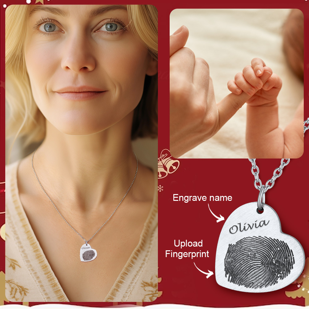 Personalized Fingerprint Necklace Stainless Steel for Mother