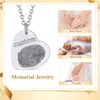 Personalized Fingerprint Necklace Stainless Steel memorial jewelry