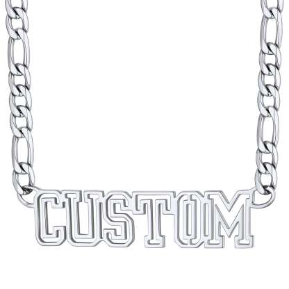 Custom4U Steel  Personalized Name Figaro Chain Choker