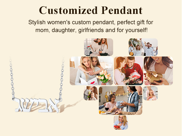 custom Hebrew Name Necklace for Women