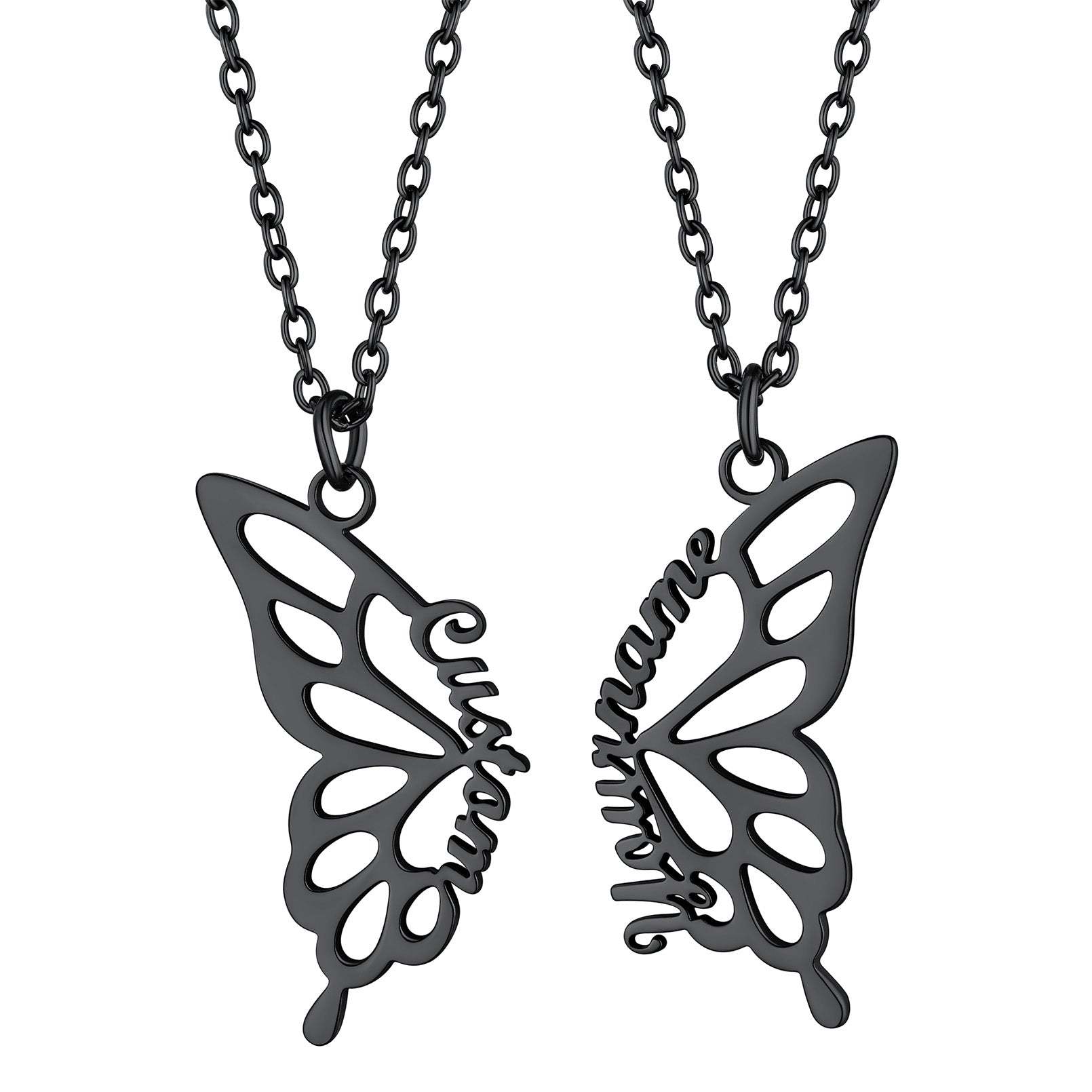Customized Name Butterfly Friendship BFF Necklace For Women
