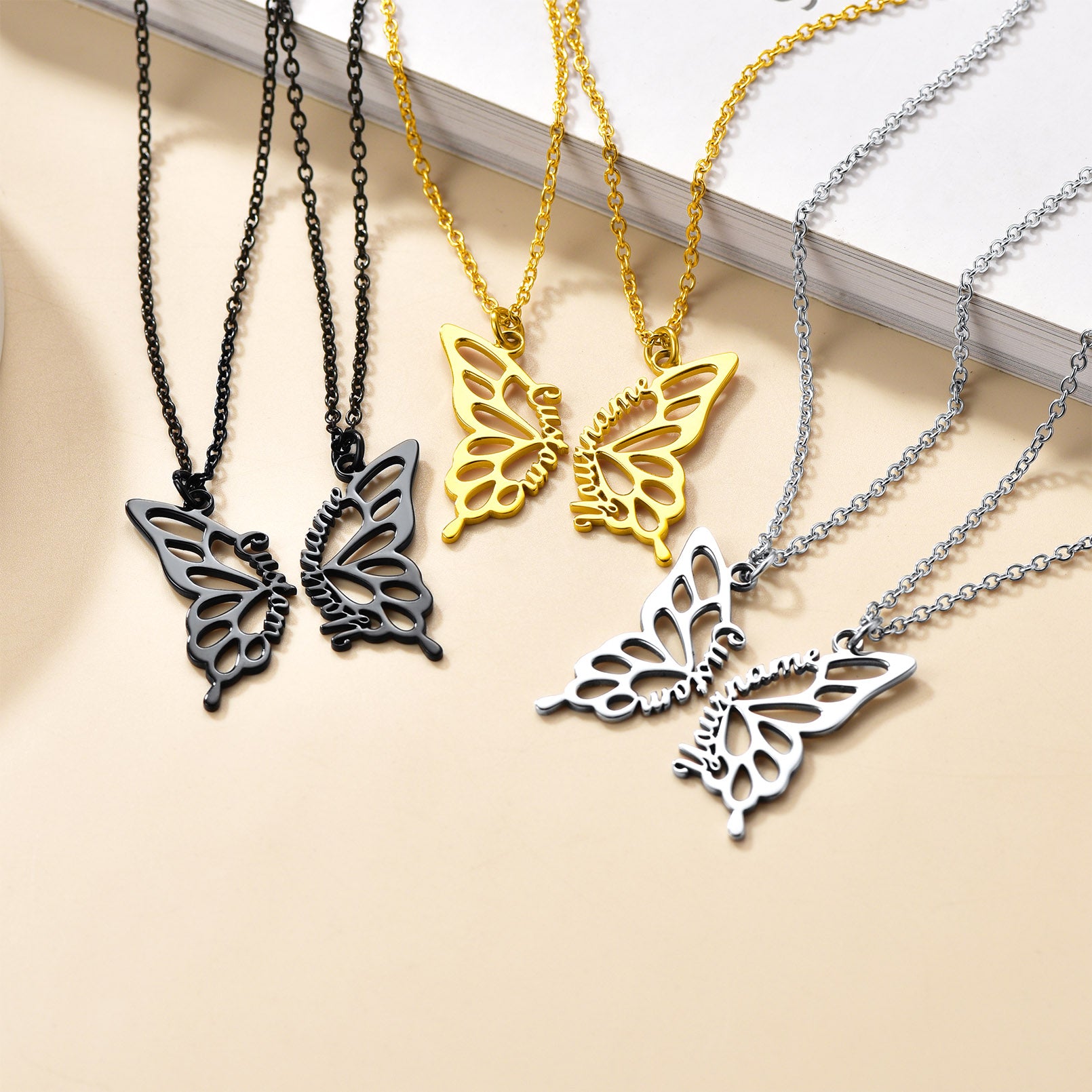 Custom4U Butterfly Personalized Name Necklace For Friends