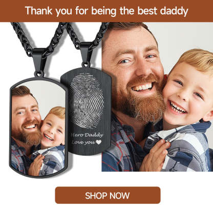 Custom4U Personalized Fingerprint Dog Tag Necklace with Photo