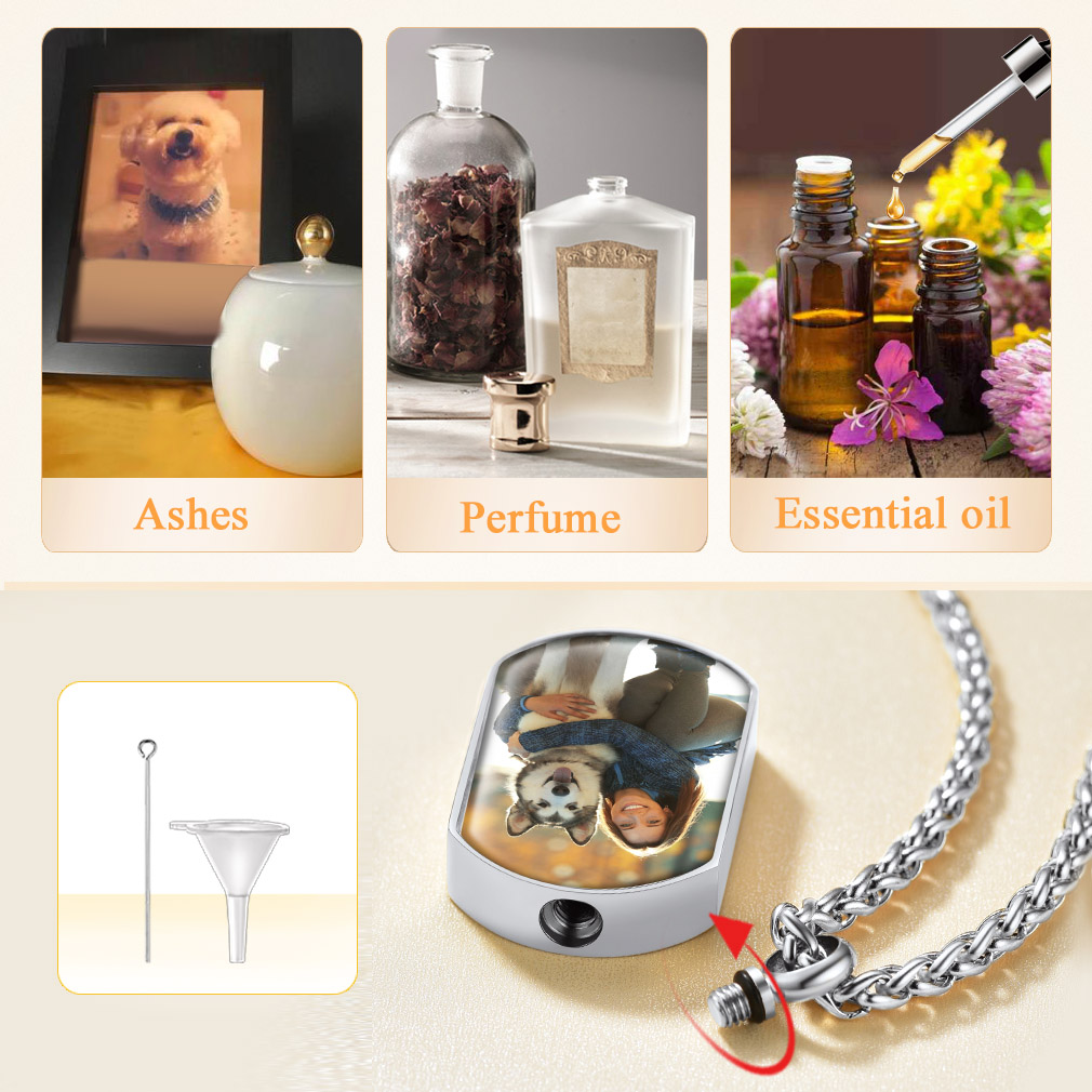 Personalized Picture Engraved Urn Necklace for Ashes Cremation Jewelry 