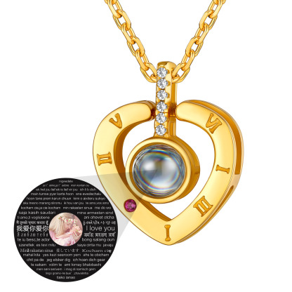 Personalized Photo Projection Heart Pendant Necklace