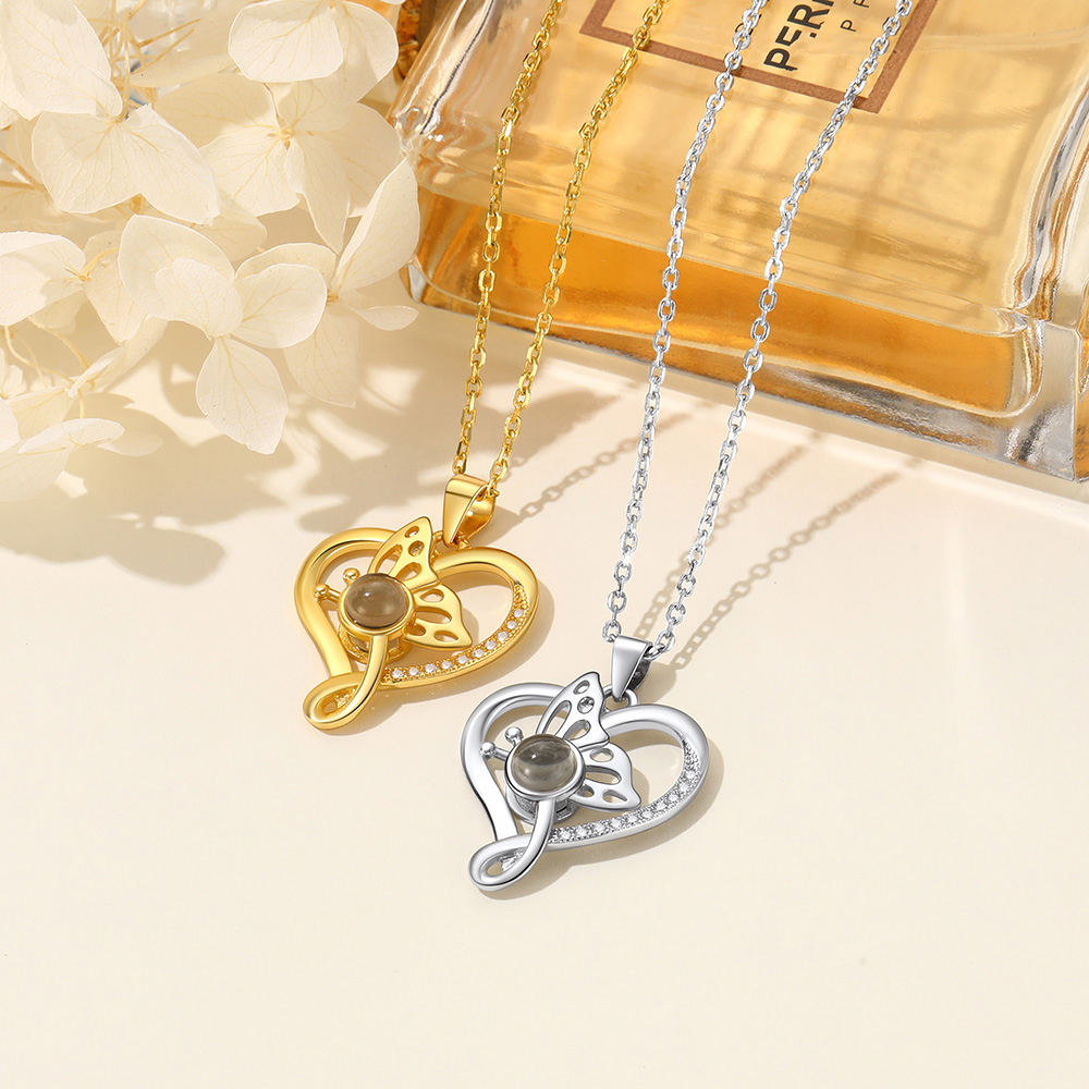 Personalized Photo Projection Butterfly Pendant Necklace collection