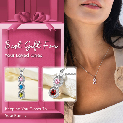 Personalized Engraved Infinity 1-4 Birthstone Necklace best gift