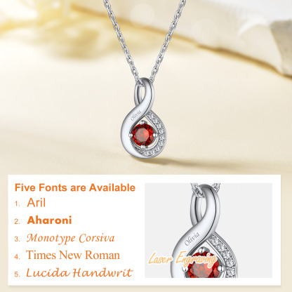 Personalized Infinity 1-4 Birthstone Necklace for Women engraved