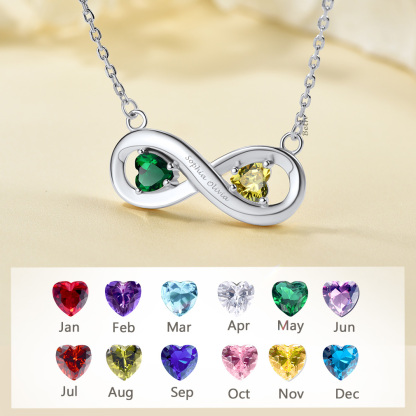 Personalized Engraved Infinity Love Birthstone Necklace for Women