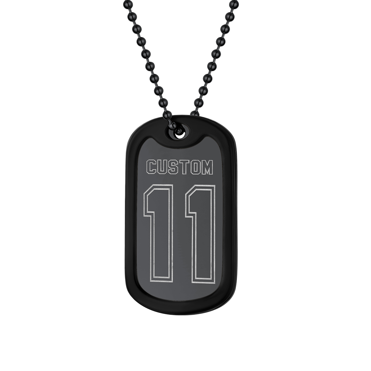 Personalised Number Dog Tag Necklace for Men Black
