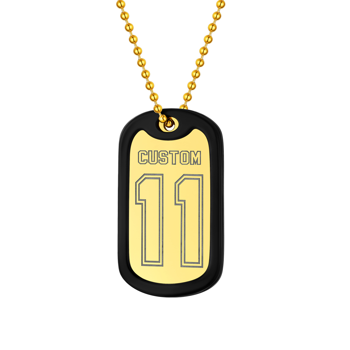 Personalised Number Dog Tag Necklace for Men Gold