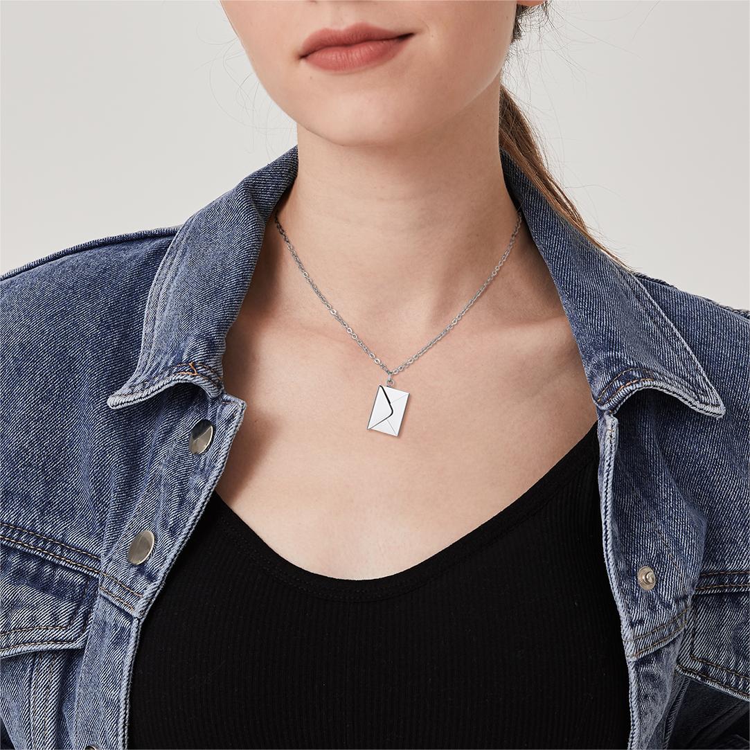 Custom4U Personalized Love Letter Envelope Locket Necklace