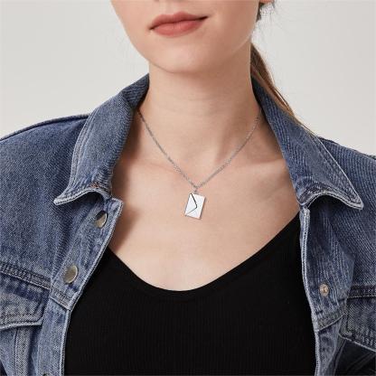 Custom4U Personalized Love Letter Envelope Locket Necklace