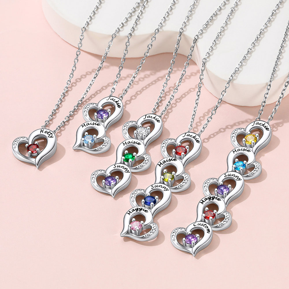 Personalized Heart 1-5 Birthstone Necklace for Women collection