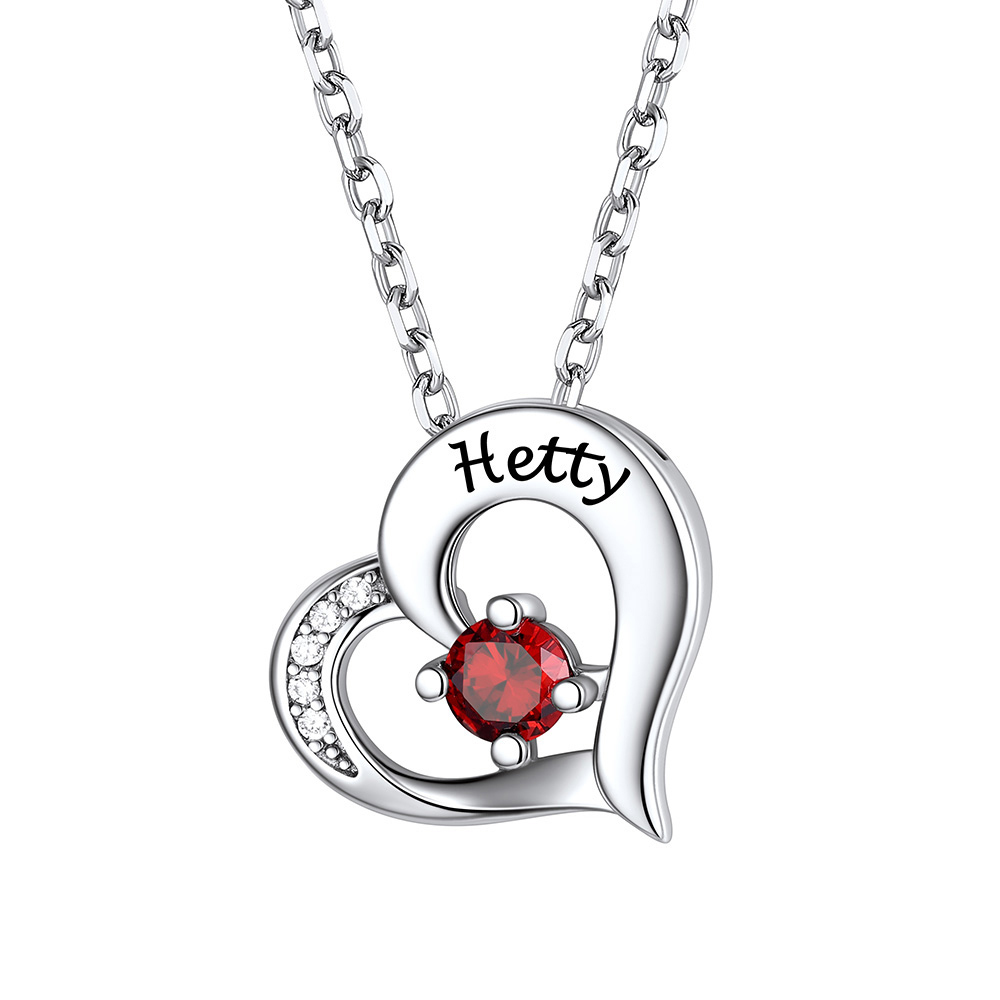 Personalized Heart 1-5 Birthstone Necklace for Women 1 stone