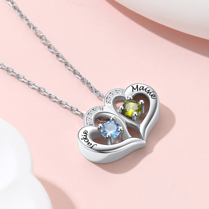 Personalized Heart Lucky Leaf Clover Birthstone Necklace 2 birthstone detail