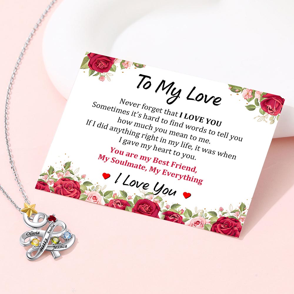  Birthstone Christmas Tree Necklace for Mom 