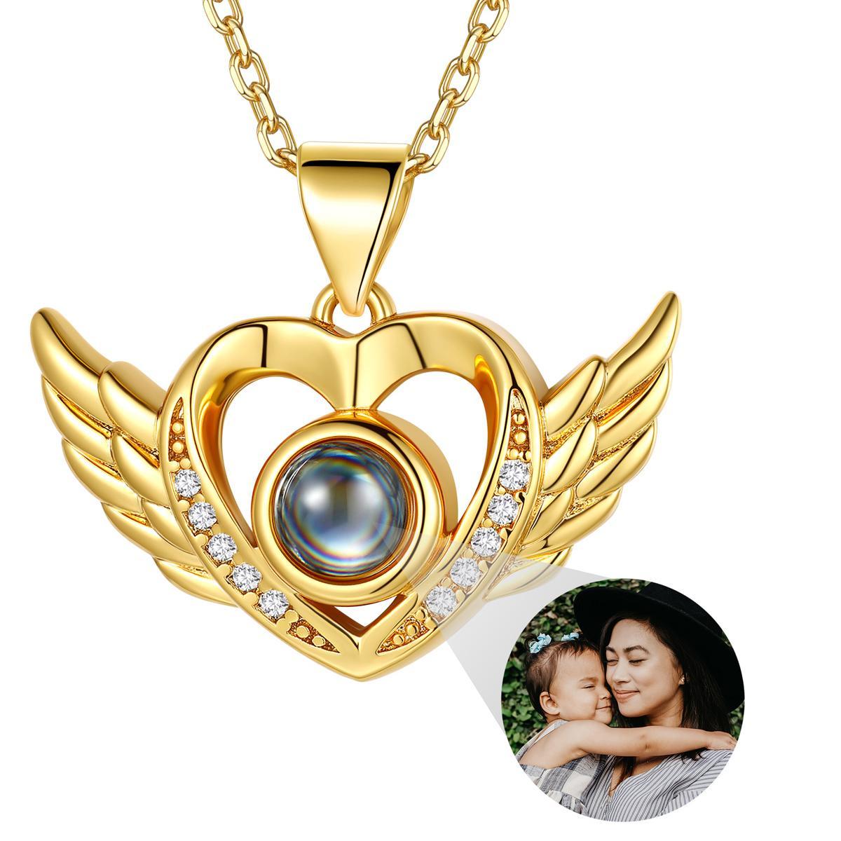 Custom Angel Wing Photo Projection Necklace