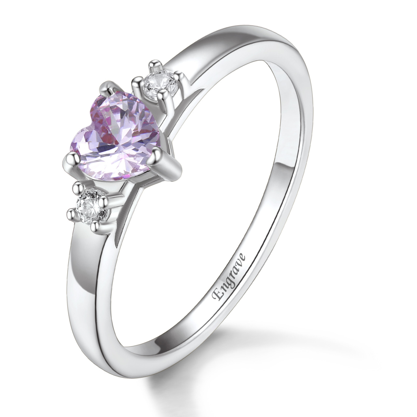 925 Sterling Silver Personalized Birthstone Rings For Women Silver