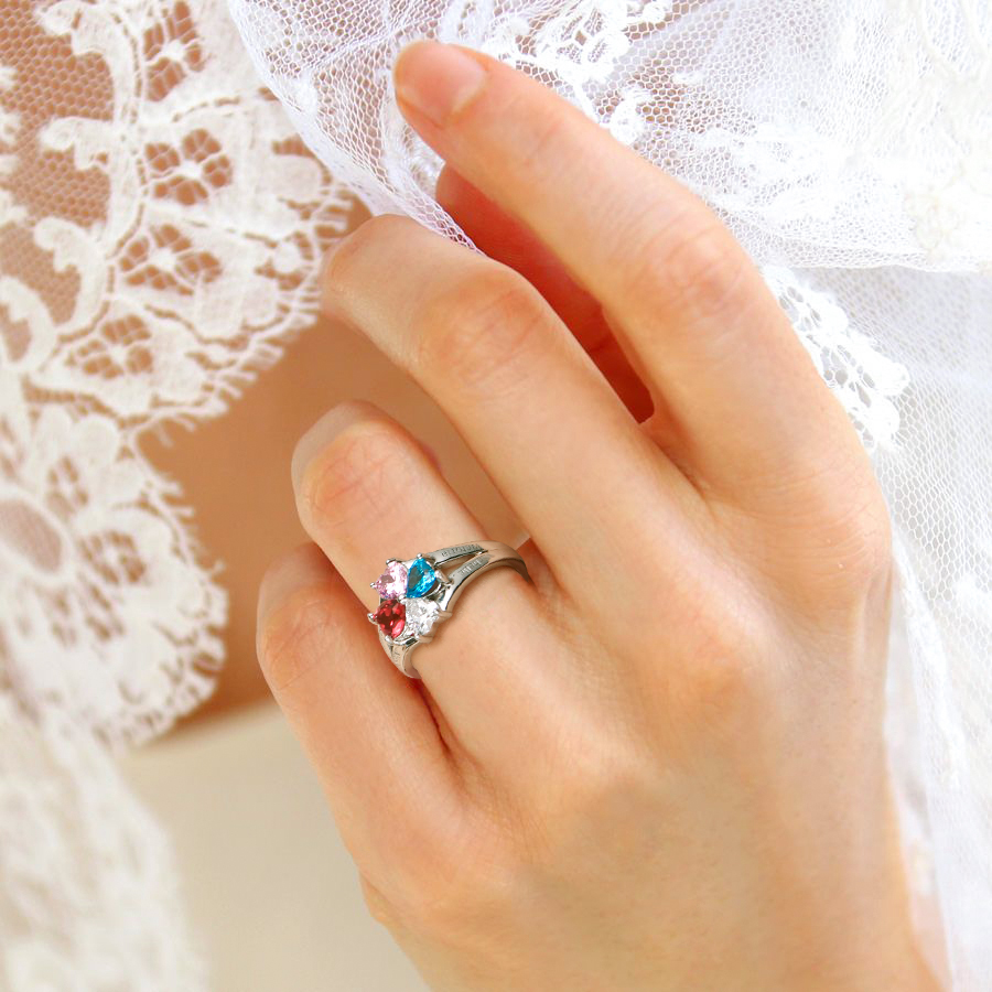 925 Sterling Silver Personalized Birthstone Rings For Women