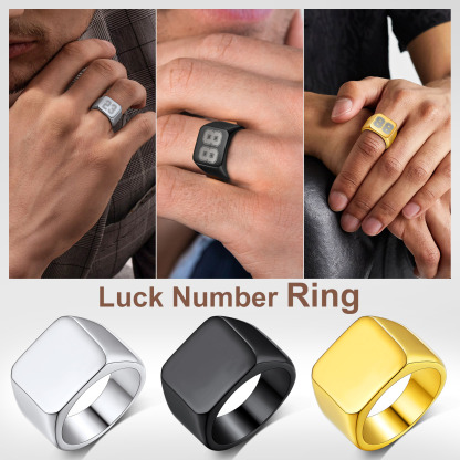 Personalized Numbers Square Signet Ring For Men model collection