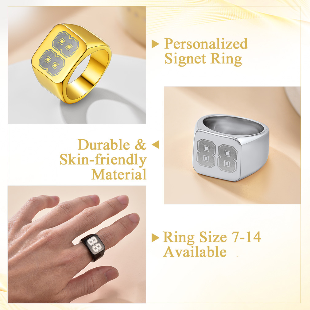 Personalized Numbers Square Ring 