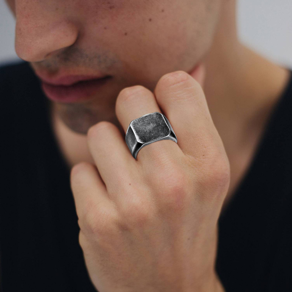 Personalized Numbers Square Signet Ring model