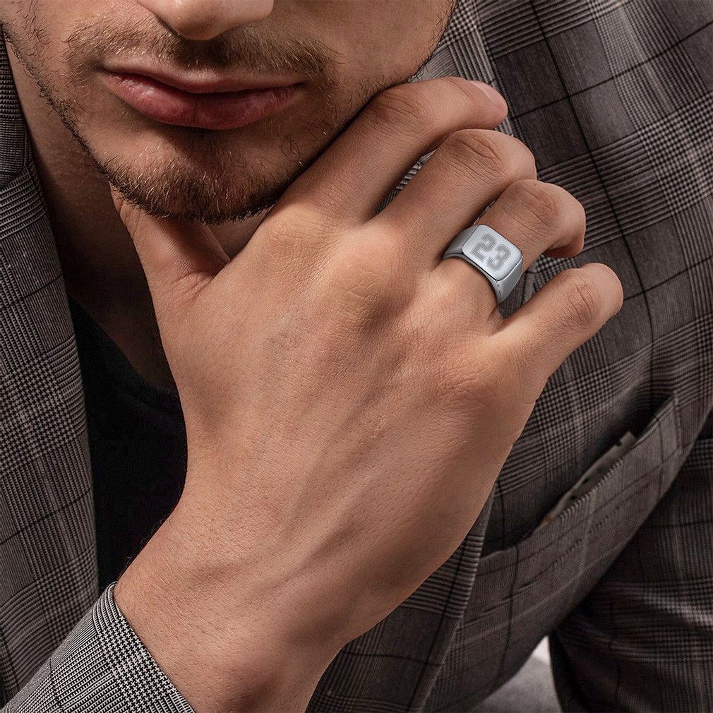 Personalized Numbers Signet Ring For Men model