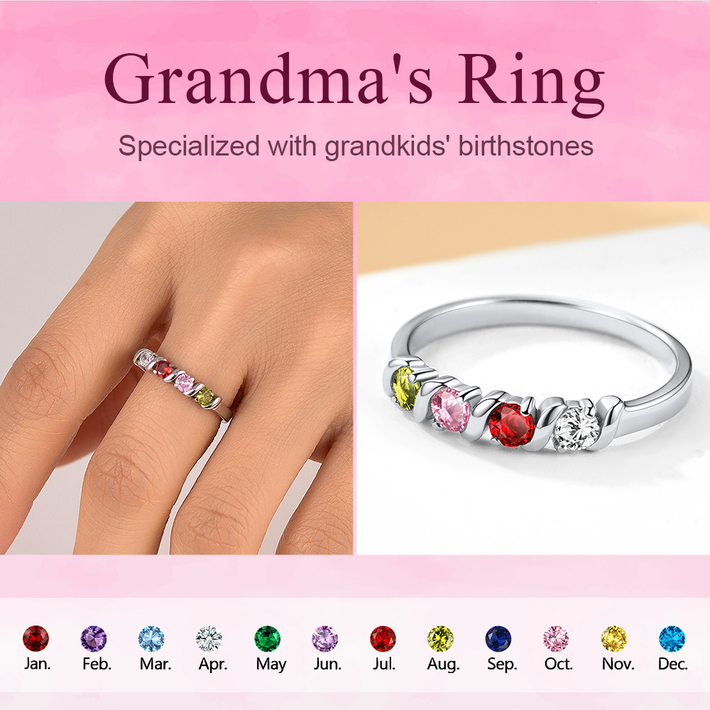 Family Birthstone Ring for Mom 
