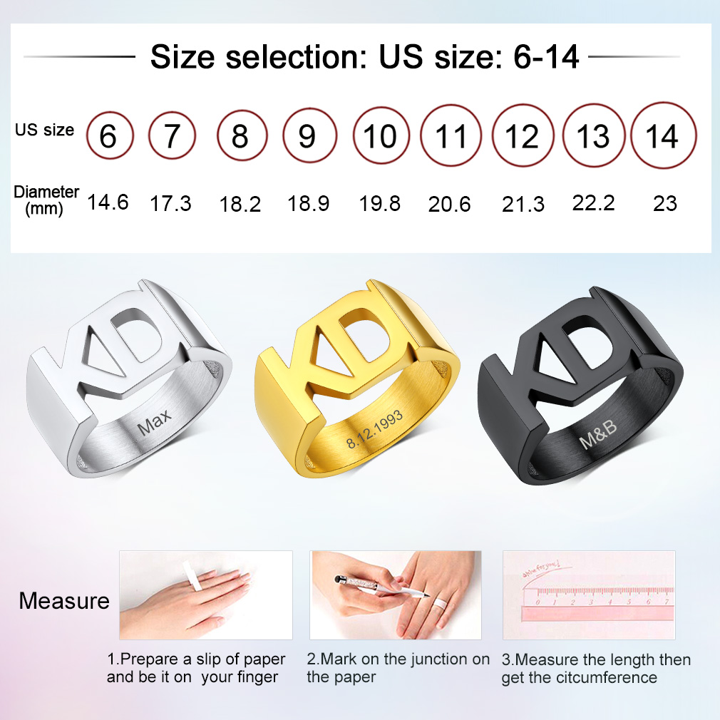 Custom Name Number Signet Rings for Women us size