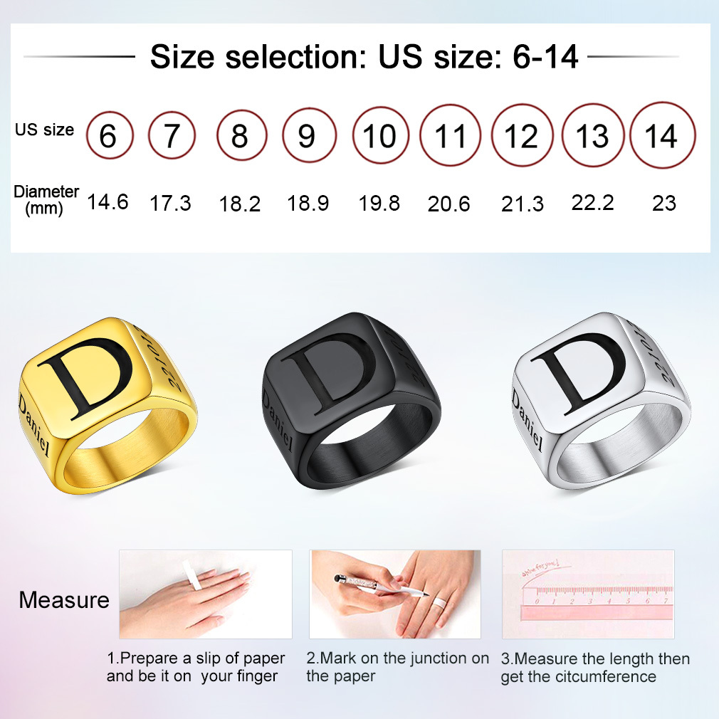 Personalized Name Signet Ring for Men size