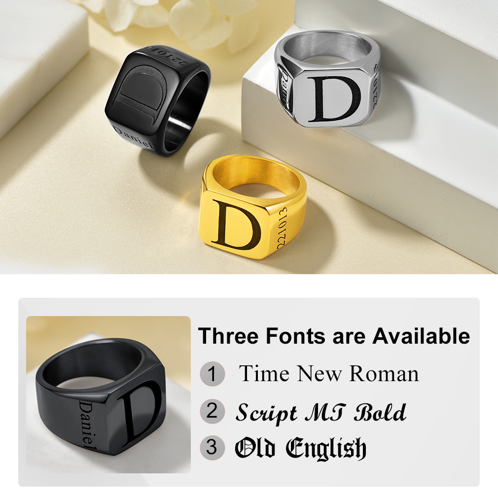 Personalized Name Signet Ring for Men engraved