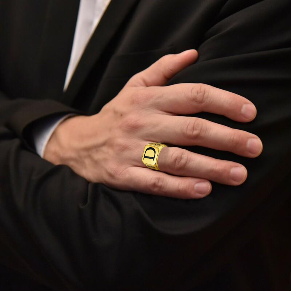 Personalized Text Signet Ring for Men model
