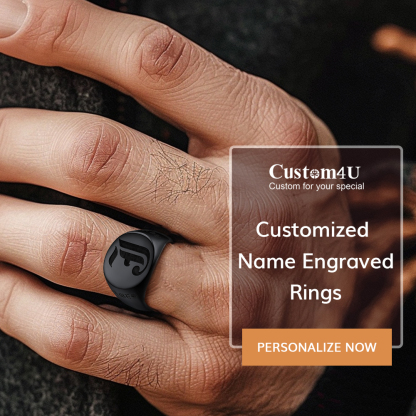 Custom Name Signet Ring for Men Memorial Gifts 