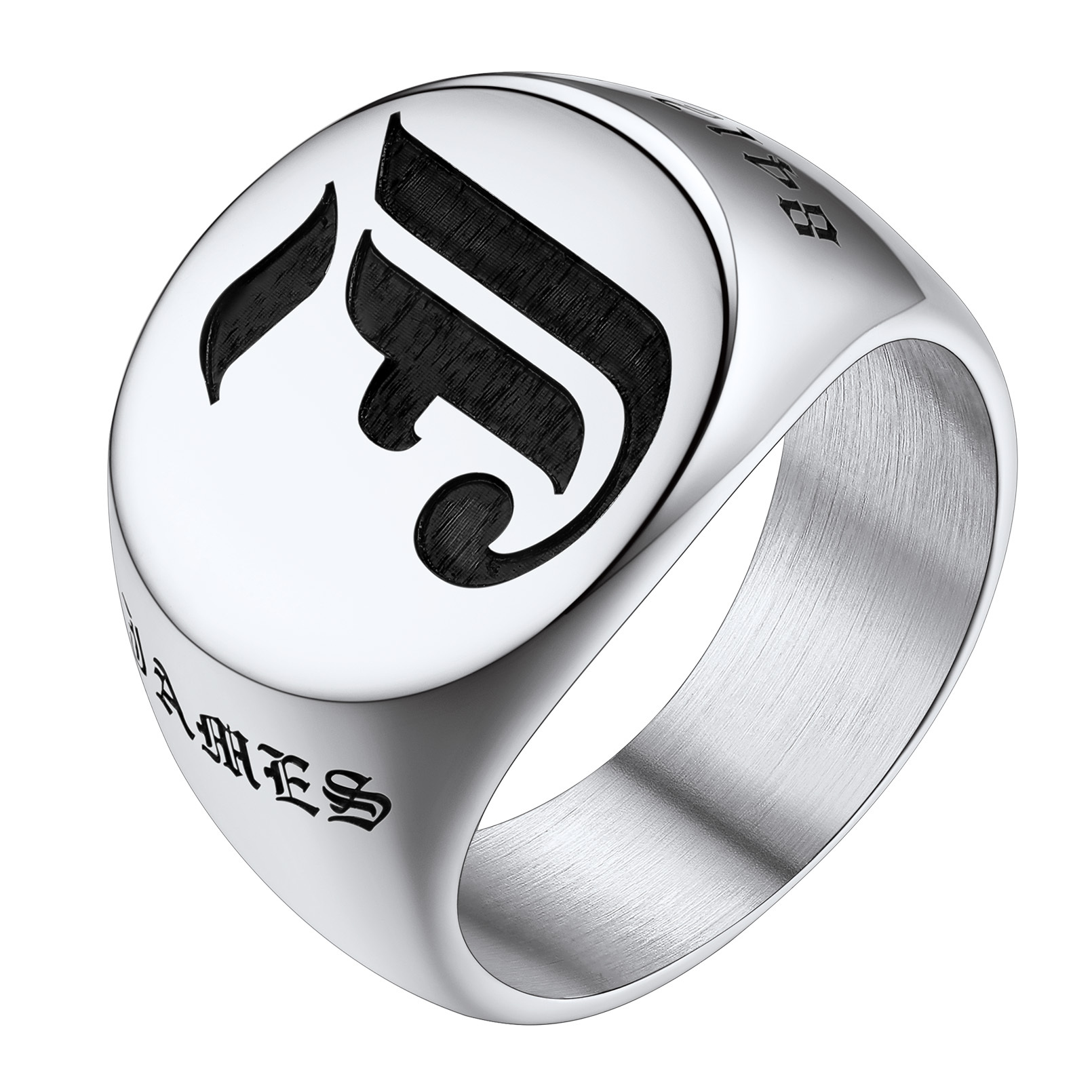 Custom Name Oval Signet Ring for Women Men silver