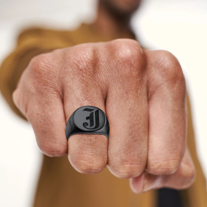 Custom Name Oval Signet Ring Memorial Gifts model