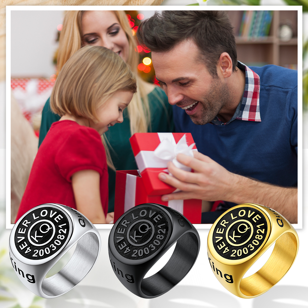 Personalized Engraved Signet Rings for Men gift