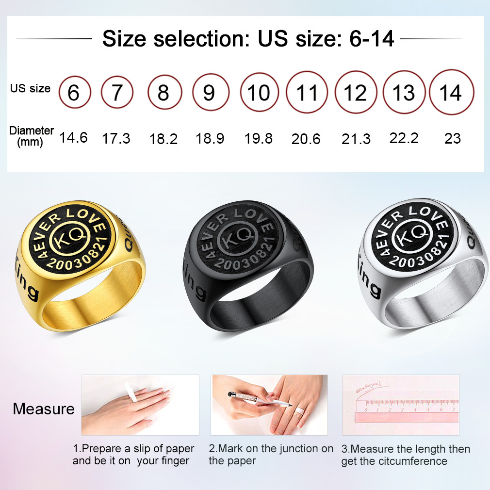 Personalized Engraved Signet Rings for Men us size
