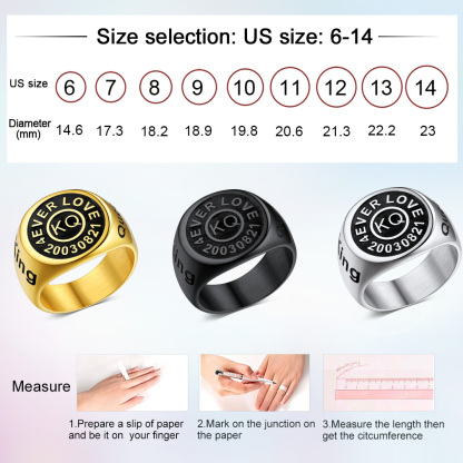 Personalized Engraved Signet Rings for Men us size