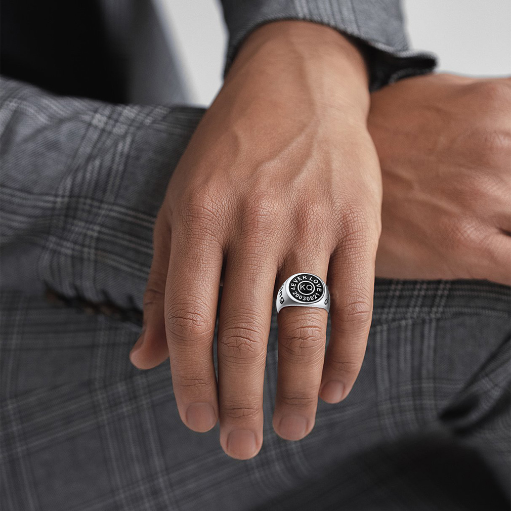 Personalized Engraved Signet Rings model silver
