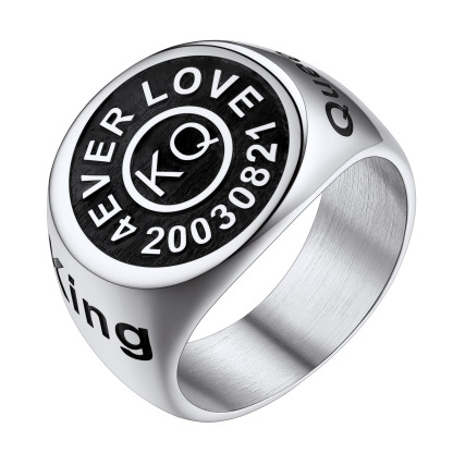 Personalized Engraved Signet Rings for Men silver