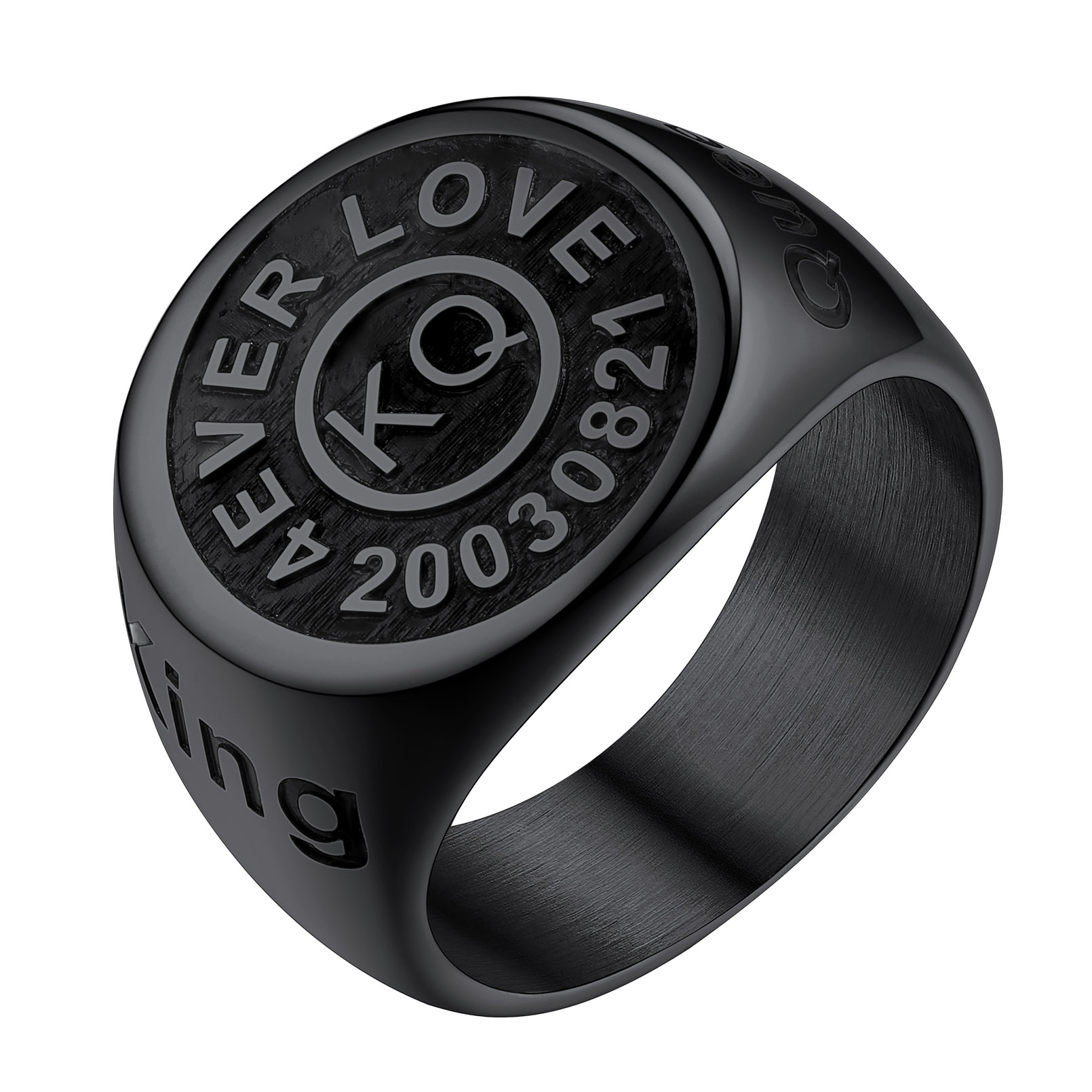 Personalized Engraved Signet Rings for Men black