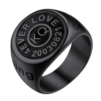 Personalized Engraved Signet Rings for Men black