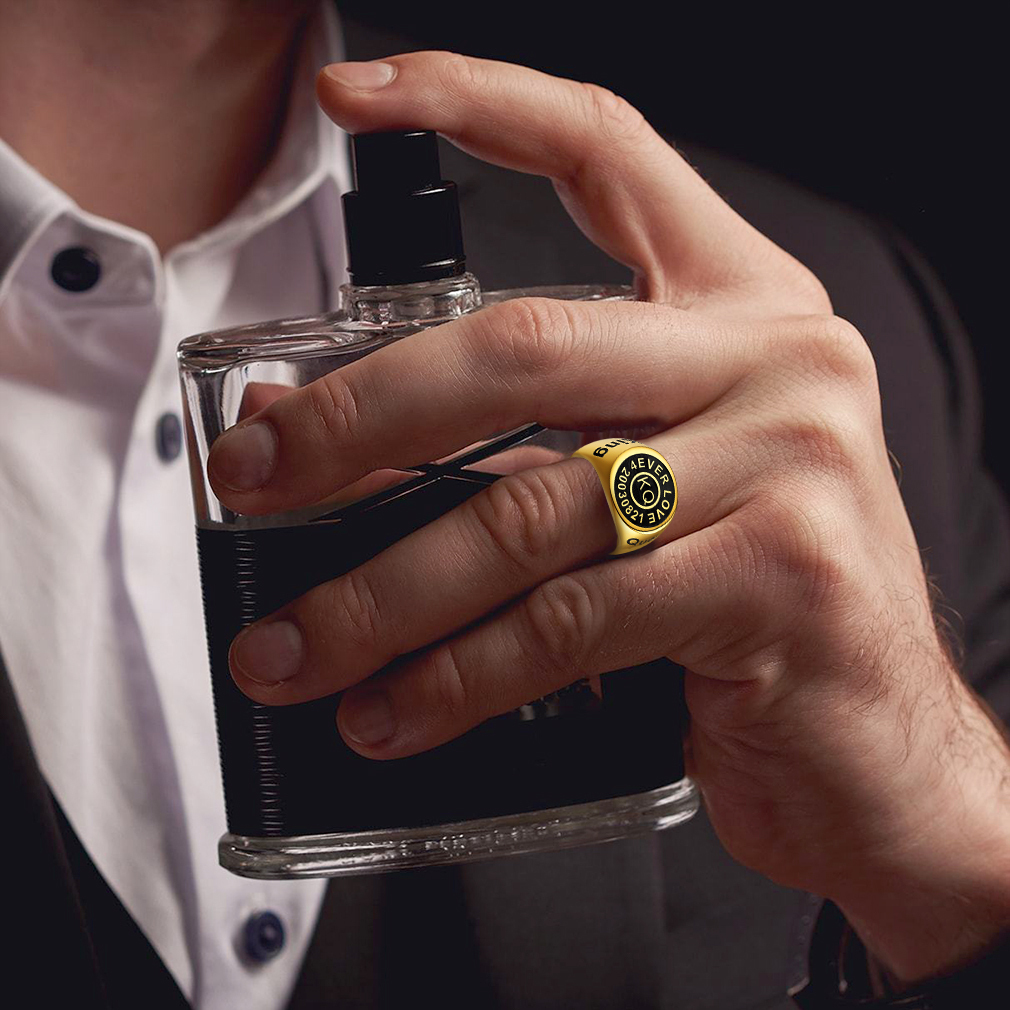 Personalized Engraved Signet Rings for Men model