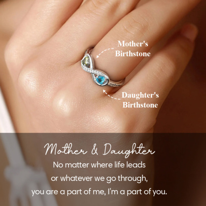 Personalized Engraved Name Birthstone Infinity Rings Daughter for Mom