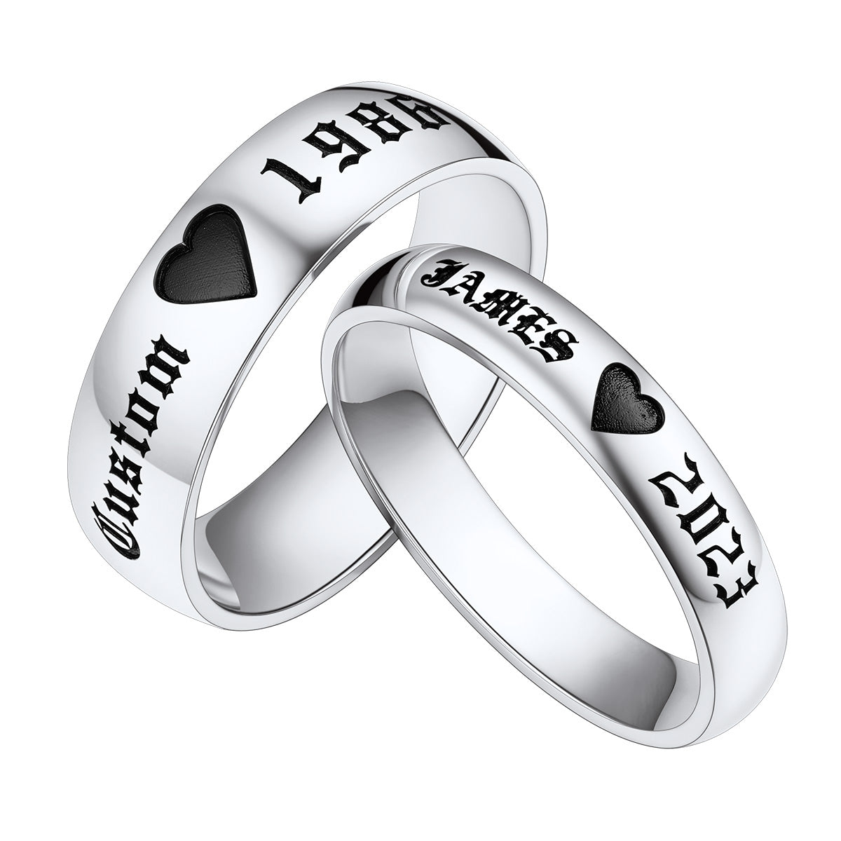 Personalised Custom Name Promise Rings for Couples