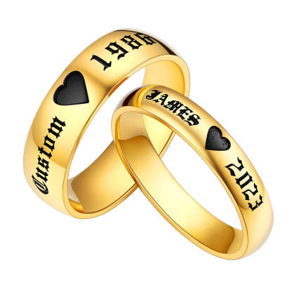Personalised Custom Name Promise Rings for Couples
