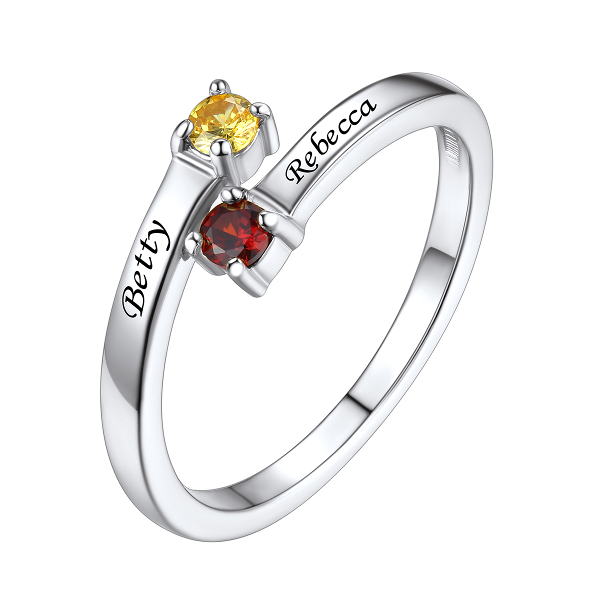 Custom 2-5 Birthstones Adjustable Promise Ring for Women